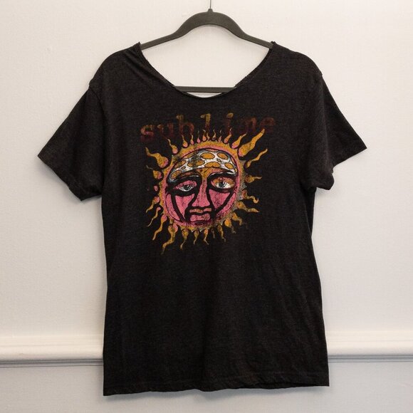 Tops - Vintage Sublime Band Tee Graphic Sun Face Black Distressed T-Shirt S